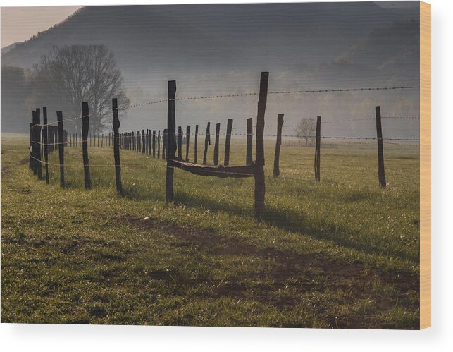 Great Smoky Mountains National Park Wood Print featuring the photograph Cades Cove Sunrise by Jay Stockhaus