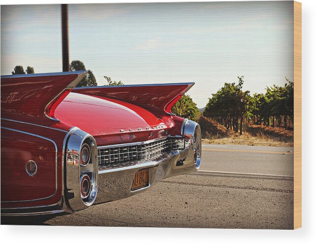 Cadillac Wood Print featuring the photograph Cadillac in Wine Country by Steve Natale
