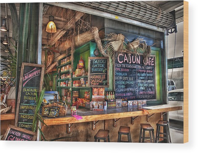 New Orleans Wood Print featuring the photograph Cajun Cafe by Brenda Bryant