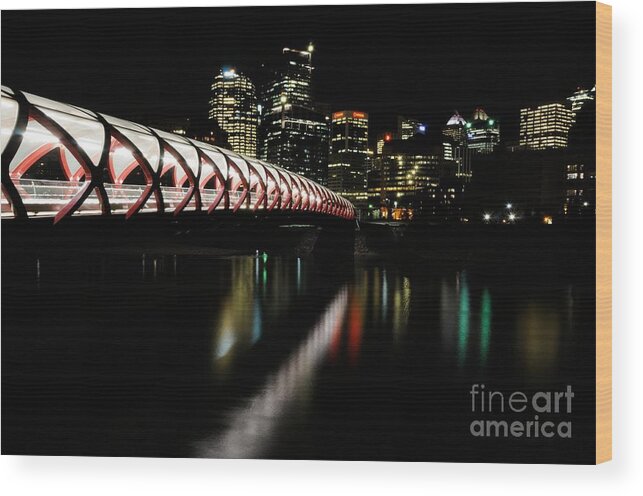 Calgary Wood Print featuring the photograph Calgary's Peace Bridge 2 by Vivian Christopher