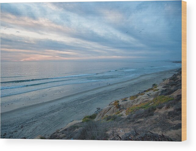 Beach Wood Print featuring the photograph Cali Shoreline Sunset - Carlsbad - California by Bruce Friedman