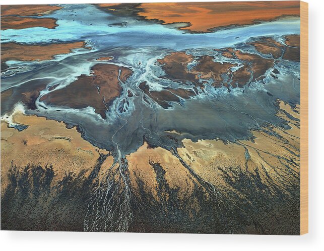 Usa Wood Print featuring the photograph California Aerial - The Desert From Above by Tanja Ghirardini