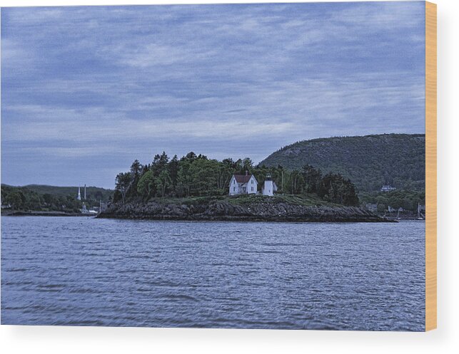 Curtis Island Light House Wood Print featuring the photograph Camden Twilight n Curtis Island Light House by Daniel Hebard
