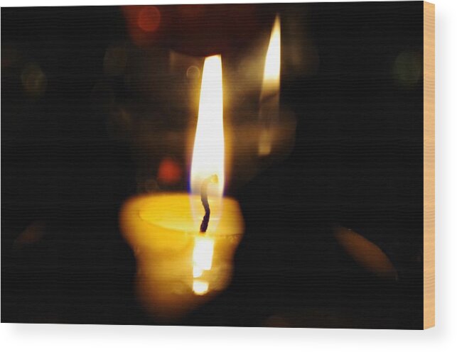 Candle Wood Print featuring the photograph Candle Reflected by Sharon Popek