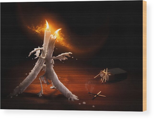 Candles Wood Print featuring the photograph Candlelight Tango by Christophe Kiciak