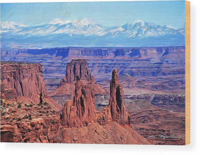 Landscapes Wood Print featuring the painting Canyonlands by Wayne Bonney