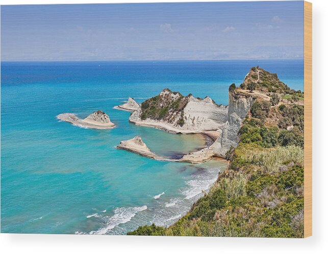 Cape Wood Print featuring the photograph Cape Drastis at Corfu - Greece by Constantinos Iliopoulos