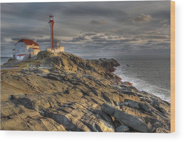 Feb0514 Wood Print featuring the photograph Cape Forchu Lightstation Nova Scotia by Scott Leslie
