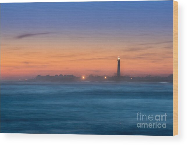 Lighthouse Sunset Wood Print featuring the photograph Cape May Lighthouse Sunset by Michael Ver Sprill