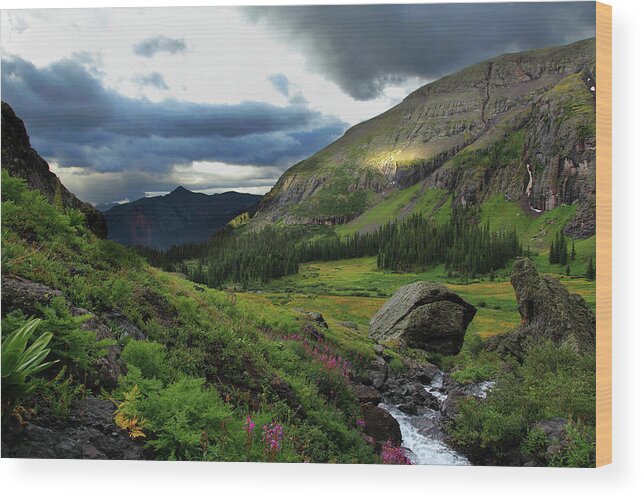 Scenics Wood Print featuring the photograph Cascade In Lower Ice Lake Basin by A. V. Ley