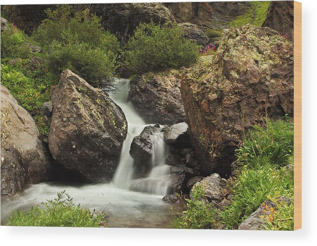 Colorado Wood Print featuring the photograph Cascade in lower Ice Lake Basin by Alan Vance Ley