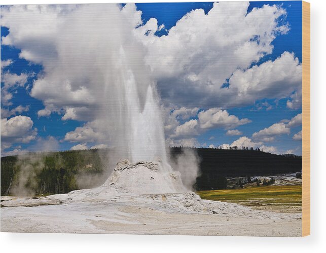 Castle Geyser Wood Print featuring the photograph Castle Geyser Eruption by Greg Norrell