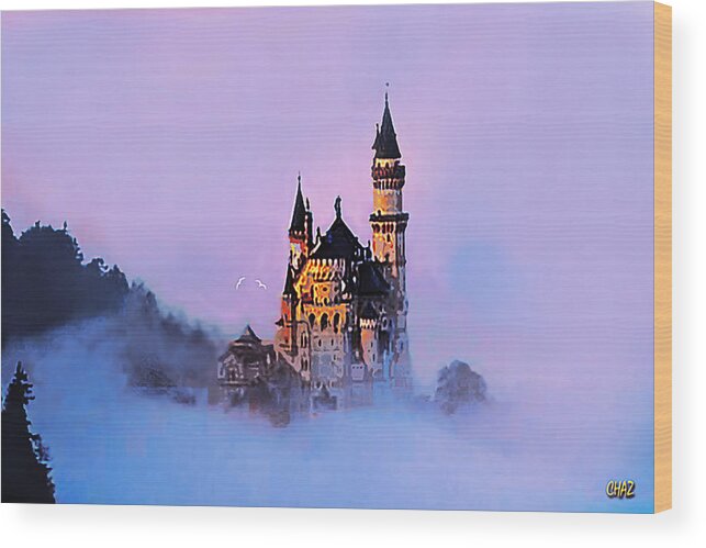 Fantasy Wood Print featuring the painting Castle in the clouds by CHAZ Daugherty