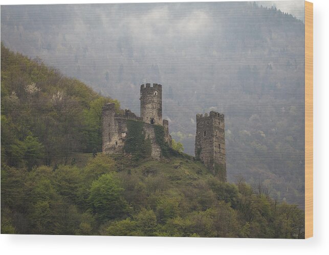 Clare Bambers Wood Print featuring the photograph Castle in the Mountains. by Clare Bambers