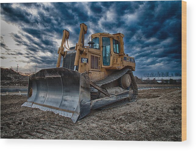 Bulldozer Wood Print featuring the photograph Cat Bulldozer by Mike Burgquist