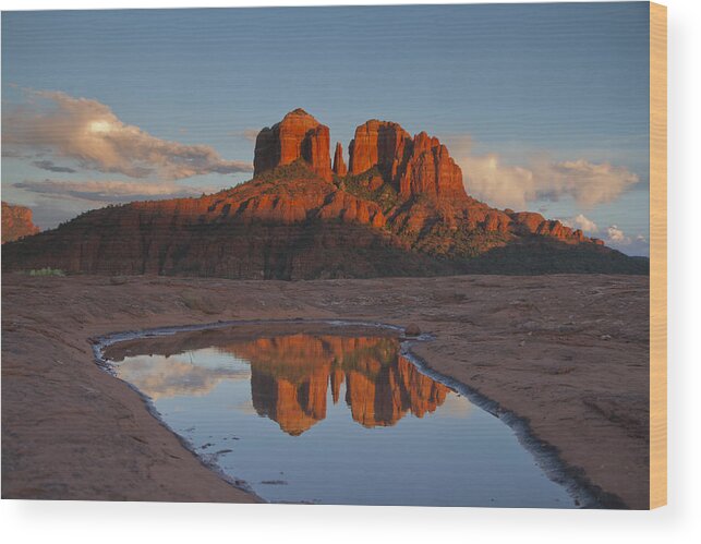 Cathedral Rock Wood Print featuring the photograph Cathedrals' Reflection by Tom Kelly