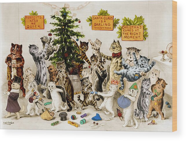 History Wood Print featuring the photograph Cats Decorating Christmas Tree 1906 by Photo Researchers