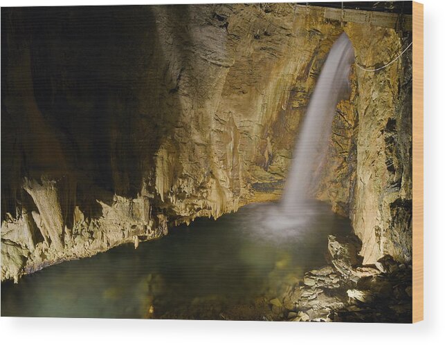 Italy Wood Print featuring the photograph Cave Waterfall, Italy by Francesco Tomasinelli