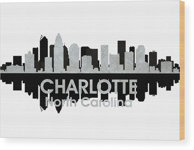 City Silhouette Wood Print featuring the mixed media Charlotte NC 4 by Angelina Tamez