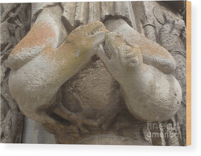 Chartres Wood Print featuring the photograph Chartres Cathedral Carving by Deborah Smolinske