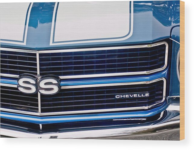 Chevrolet Chevelle Ss Emblem Wood Print featuring the photograph Chevrolet Chevelle SS Grille Emblem 2 by Jill Reger