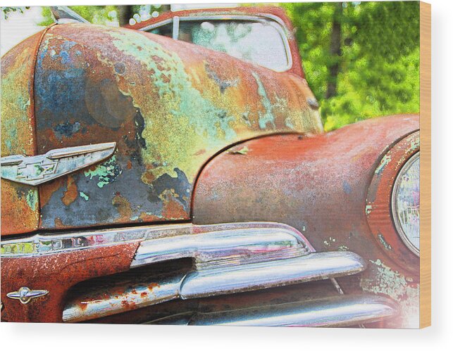 Abandoned Wood Print featuring the photograph Chevy by Audreen Gieger