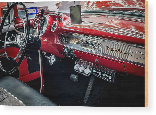 Alvin Wood Print featuring the photograph Chevy Bel Air Dash by David Morefield