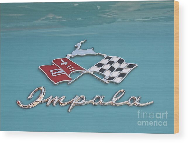 Chevy Impala Emblem Wood Print featuring the photograph Chevy Impala Emblem by Linda Bianic