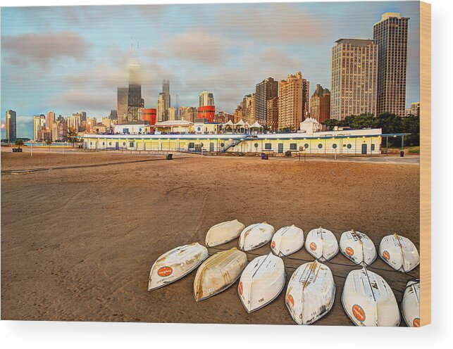 America Wood Print featuring the photograph Chicago Skyline From North Avenue Beach by Gregory Ballos