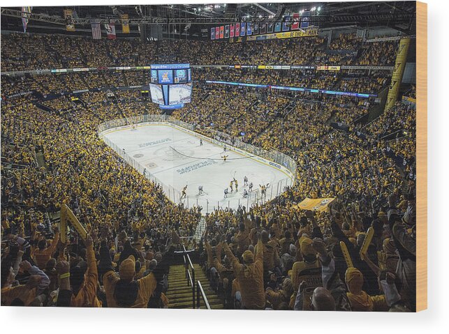 Playoffs Wood Print featuring the photograph Chicago Blackhawks V Nashville by John Russell
