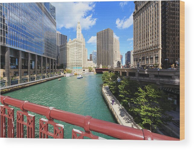 Chicago River Wood Print featuring the photograph Chicago River, Chicago by Fraser Hall