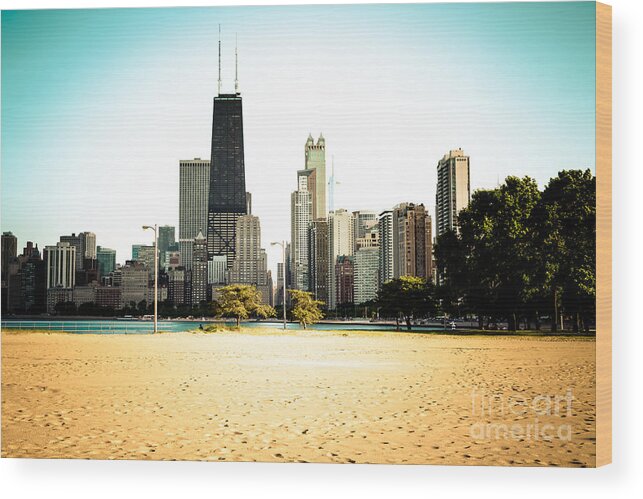 2012 Wood Print featuring the photograph Chicago Skyline at North Avenue Beach Photo by Paul Velgos