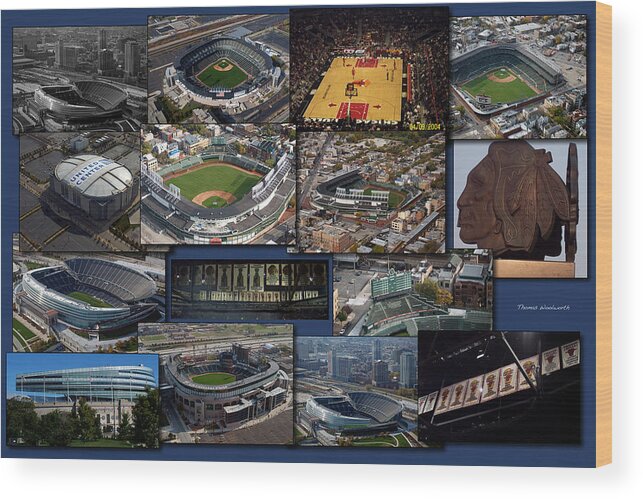 Black Hawks Wood Print featuring the photograph Chicago Sports Collage by Thomas Woolworth