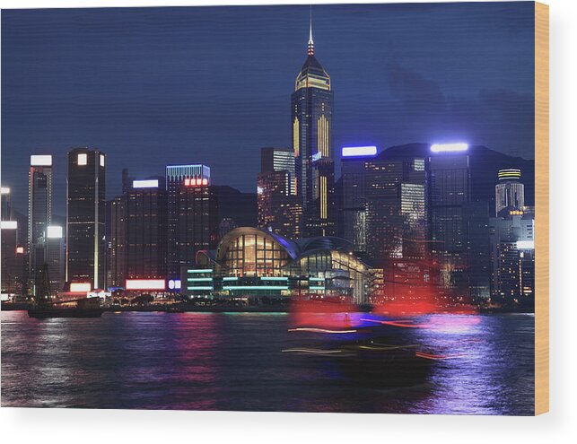 New Territories Wood Print featuring the photograph China Hongkong Night by Real444