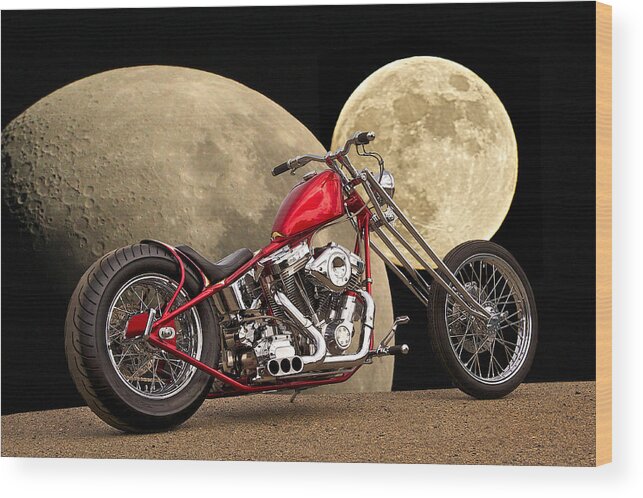 Art Wood Print featuring the photograph Chopper Two Moons by Dave Koontz