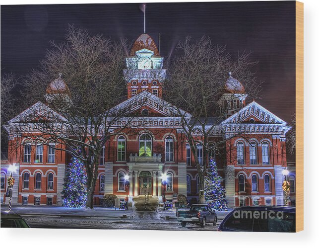 Courthouse Wood Print featuring the photograph Christmas Courthouse by Scott Wood