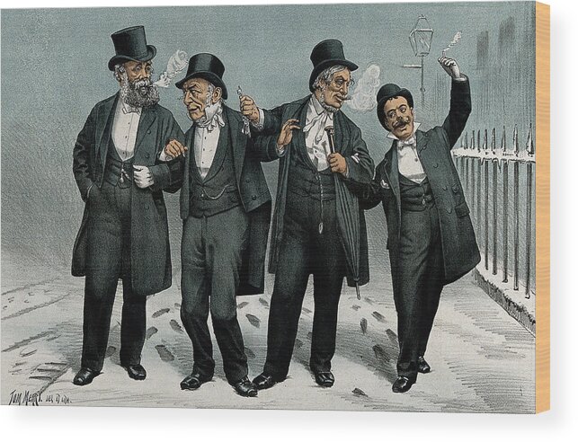 Science Wood Print featuring the photograph Christmas Eve Gentlemen Smokers, 1887 by Wellcome Images
