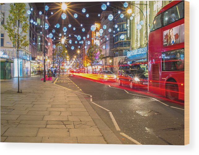 Christmas Wood Print featuring the photograph Christmas in London by Andrew Lalchan