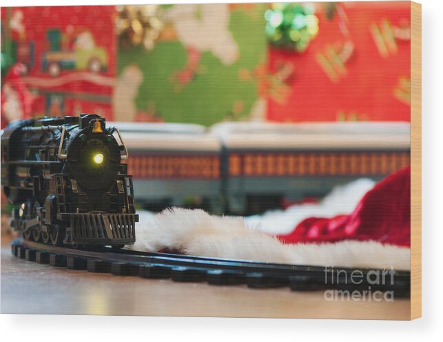 Christmas Wood Print featuring the photograph Christmas Train II by Eddie Yerkish