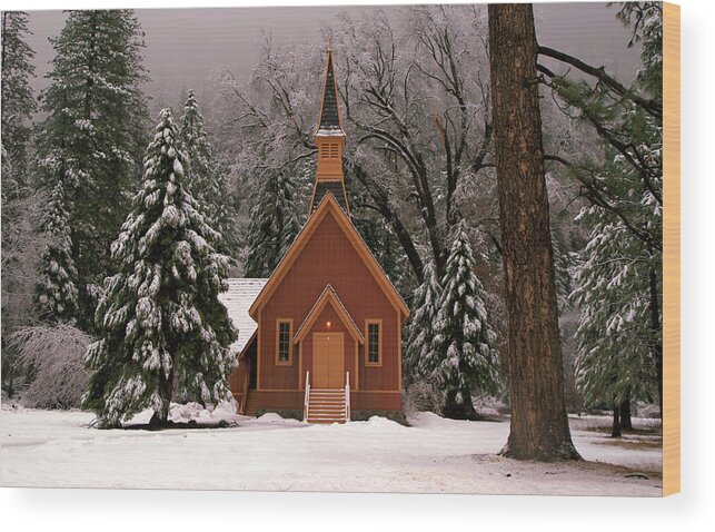 Church Wood Print featuring the photograph Church in the Snow by Daniel Woodrum