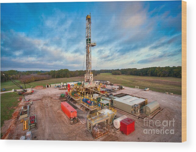 Oil Rig Wood Print featuring the photograph Cim002gw-11 by Cooper Ross