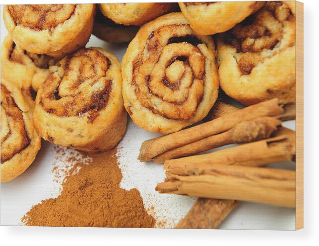 Cinnamon Wood Print featuring the photograph Cinnamon And Rolls by Don Bendickson