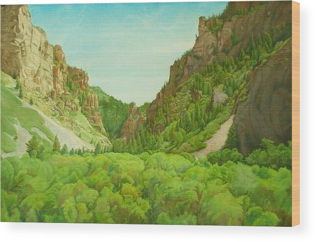 Watercolor Wood Print featuring the painting Cinnamon Creek by Daniel Dayley