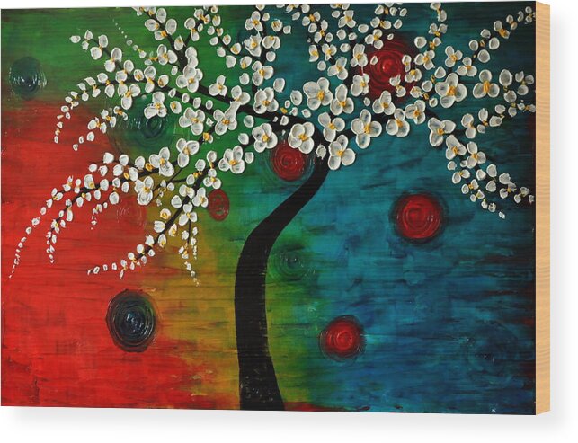 Flowers Wood Print featuring the painting Circle of love by Preethi Mathialagan