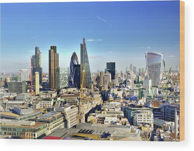 Downtown District Wood Print featuring the photograph City Of London Skyline by Vladimir Zakharov