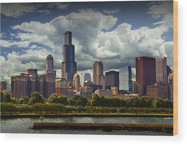 Outdoors Wood Print featuring the photograph Cityscape of downtown Chicago by Randall Nyhof