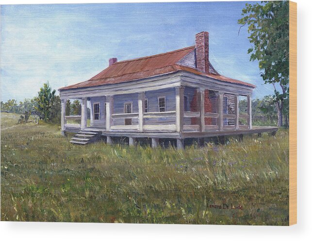 Civil War Wood Print featuring the painting Civil War House Mansfield Louisiana by Lenora De Lude