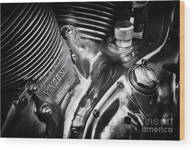 Hrd Vincent Wood Print featuring the photograph Classic Vincent Engine by Tim Gainey