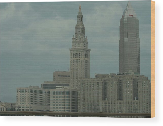 Cleveland Wood Print featuring the photograph Cleveland Ohio Skyscrapers by Valerie Collins