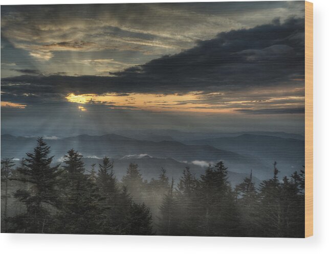 Sunset Wood Print featuring the photograph Clingman's Dome Sunset by Coby Cooper